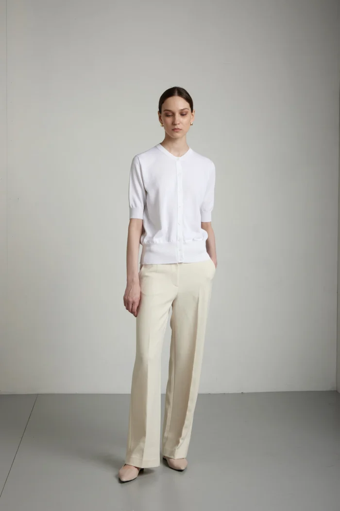 Cardigan in  cotone manica tre quarti