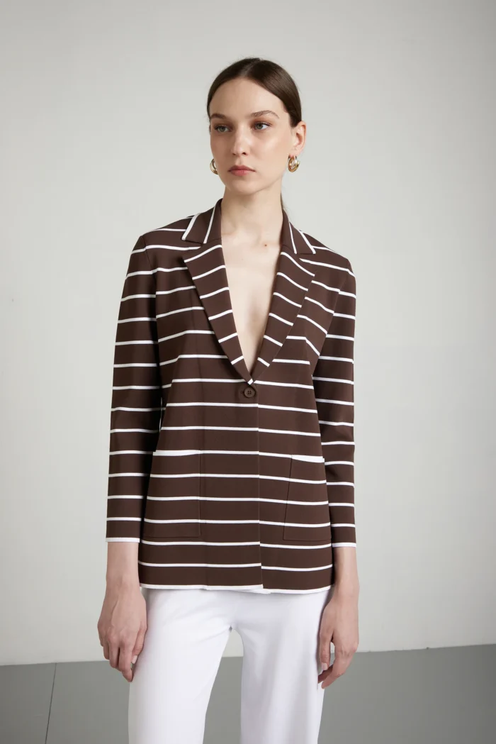 Blazer rigato punto milano in viscosa stretch