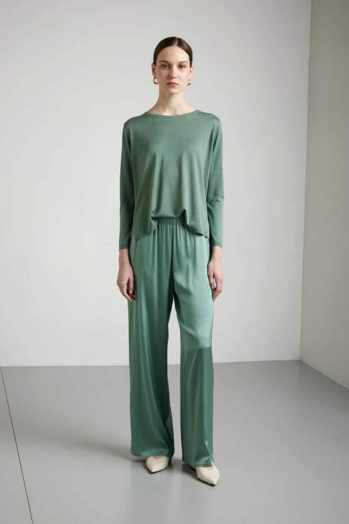 Maglia girocollo boxing in seta cashmere
