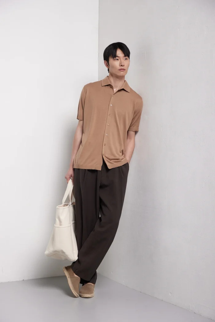 Camicia manica corta in seta e cotone