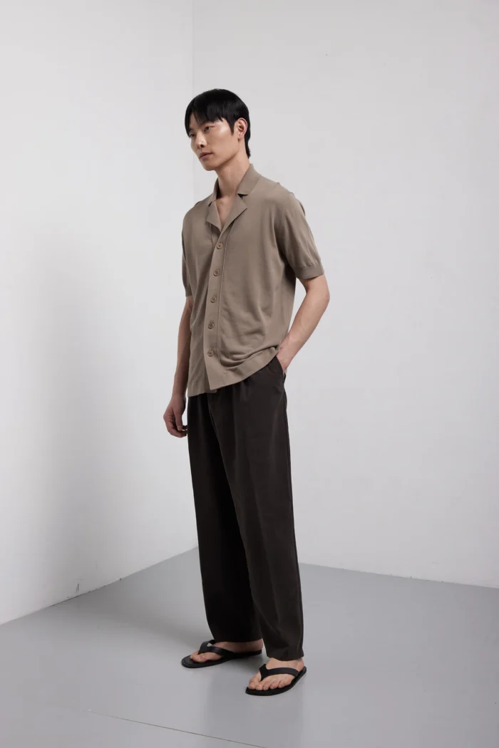 Camicia manica corta con bottoni in cotone