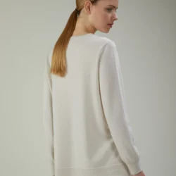 Maglia girocollo in lana e cashmere con spacchi laterali - Thumbnail Image 3