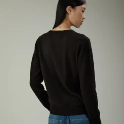 Maglia girocollo in lana e cashmere - Thumbnail Image 3