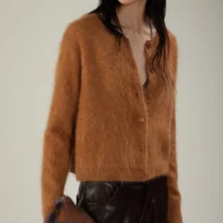 Cardigan in cashmere effetto garzato - Thumbnail Image 1