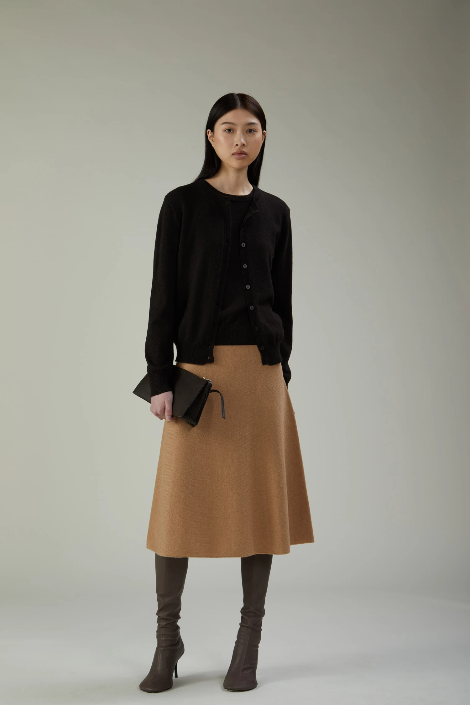 Cardigan in micropaillettes con collo alla coreana - immagine 1