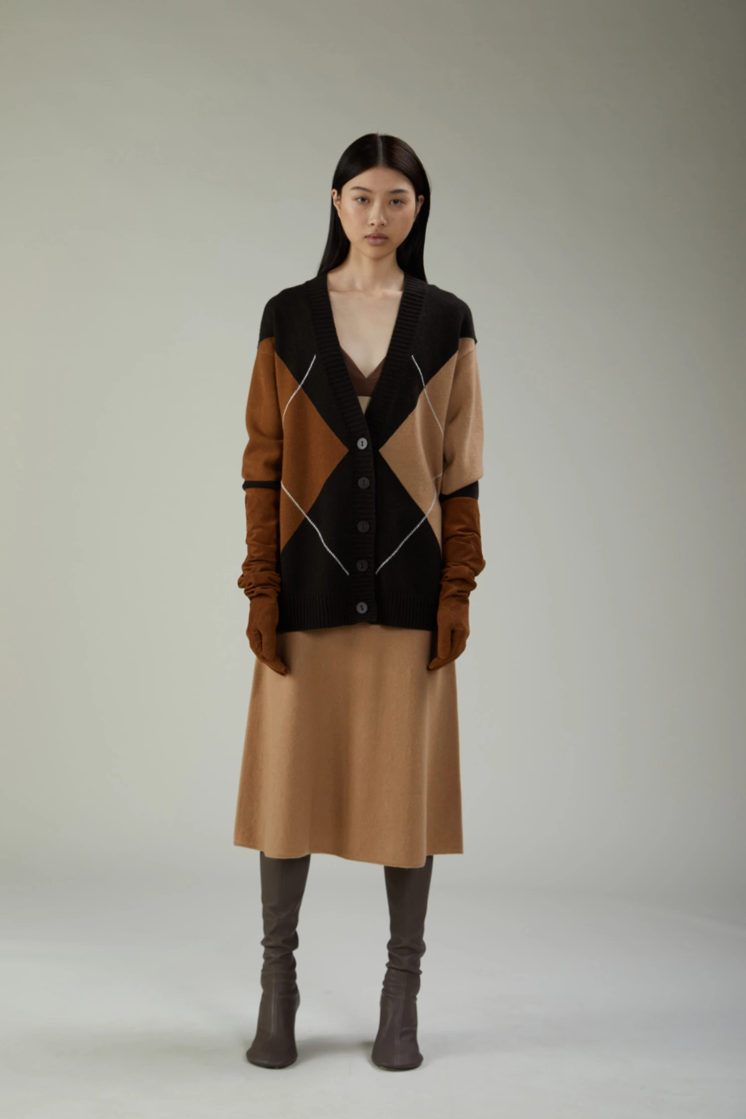 Cardigan con intarsio a rombi - immagine 1