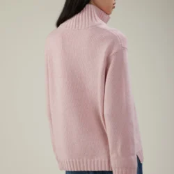 Maglione a collo alto con zip in lana e cashmere - Thumbnail Image 3