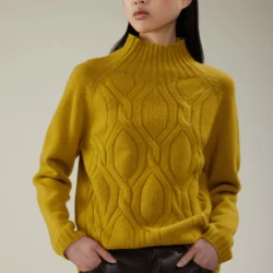 Maglia a collo alto in lana con motivo a losanghe - Thumbnail Image 1