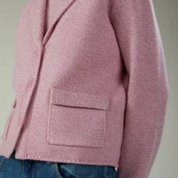 Blazer cropped in lana moulinè - Thumbnail Image 2