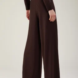Pantalone a palazzo in lana merino extrafine - Thumbnail Image 3