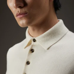 Polo con bottoni in cashmere - Thumbnail Image 2