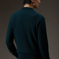 Maglia girocollo in lana a coste diagonali - Thumbnail Image 3
