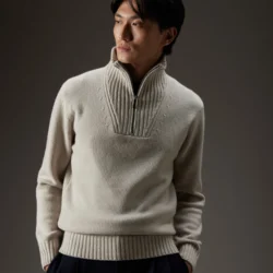Maglia in lana con collo camionaire - Thumbnail Image 1