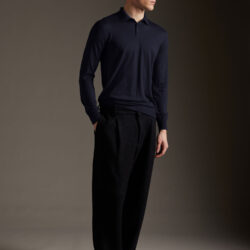 Polo in lana merino extrafine con bottoni - Thumbnail Image 3